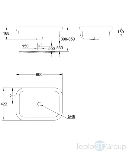 Раковина накладная GROHE Eurocosmo 39124001 свободностоящая, 60 см, альпин-белый - купить оптом у дилера TeploSTGroup по всей России ✅ ☎ 8 (800) 600-96-13 фото 2