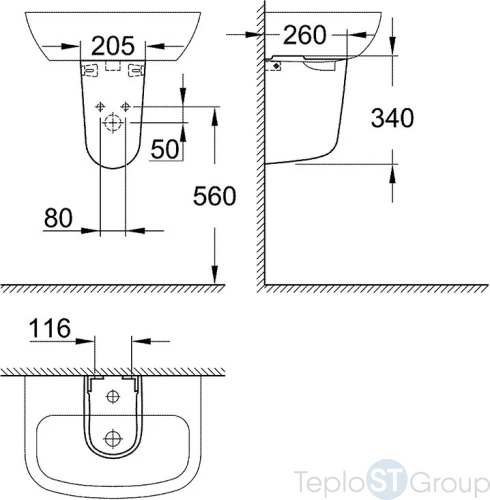 Полупьедестал Grohe Bau Ceramic 39426000 - купить оптом у дилера TeploSTGroup по всей России ✅ ☎ 8 (800) 600-96-13 фото 2