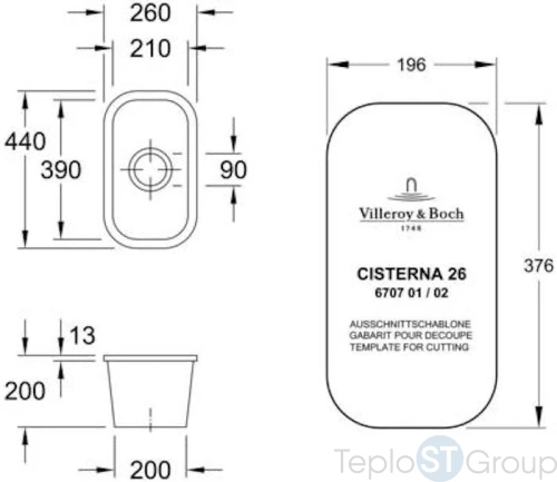 Кухонная мойка Villeroy & Boch 670701KG CISTERNA 26 клапан слива CeramicPlus белый глянцевый - купить с доставкой по России фото 3