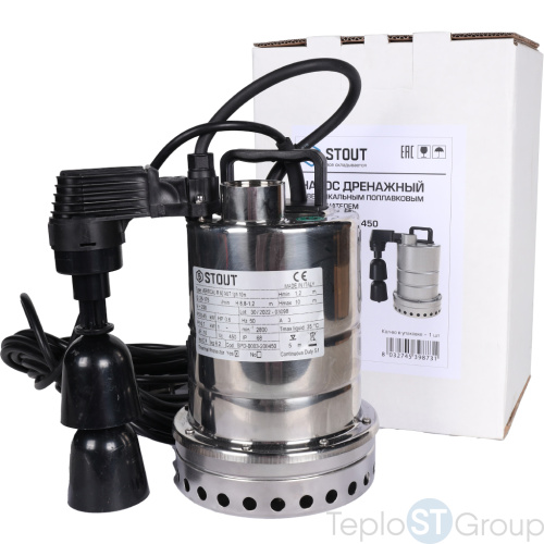 Stout SPD-0003-200450 Насос дренажный, с вертикальным поплавком, кабель 10 м, 230V, Q=175 л/мин, H=8,8 - купить оптом с доставкой по России фото 8