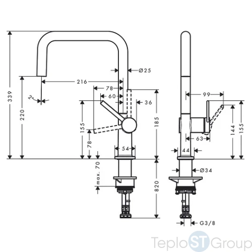 Кухонный смеситель Hansgrohe Talis M54 1jet 72806670 черный матовый - купить с доставкой по России фото 3