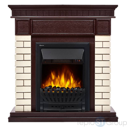 Портал Firelight Bricks Classic камень бежевый, шпон темный дуб - купить оптом с доставкой по России