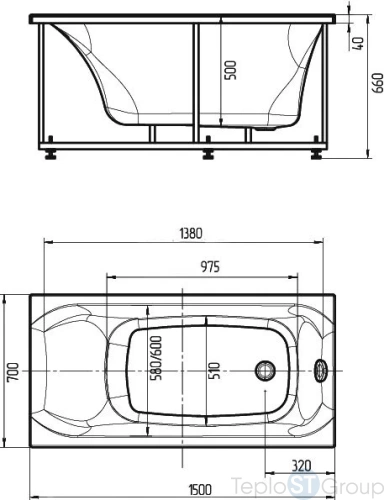 Акриловая ванна Aquatek Альфа 170x70 без гидромассажа, с фронтальным экраном (слив справа) - купить с доставкой по России фото 3