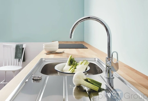 Смеситель для кухни GROHE BauFlow 31538001 с высоким C-образным изливом, хром - купить с доставкой по России фото 4