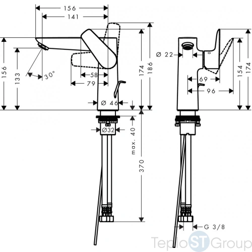 Смеситель для раковины Hansgrohe Talis E 71754140 со сливным гарнитуром - купить оптом у дилера TeploSTGroup по всей России ✅ ☎ 8 (800) 600-96-13 фото 2