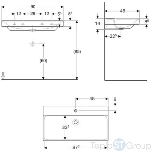 Раковина Geberit Xeno² 90x48 500.531.01.1 - купить оптом у дилера TeploSTGroup по всей России ✅ ☎ 8 (800) 600-96-13 фото 3