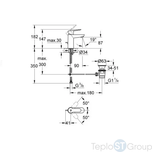 Смеситель для раковины Grohe BauEdge 23328000 - купить оптом у дилера TeploSTGroup по всей России ✅ ☎ 8 (800) 600-96-13 фото 3