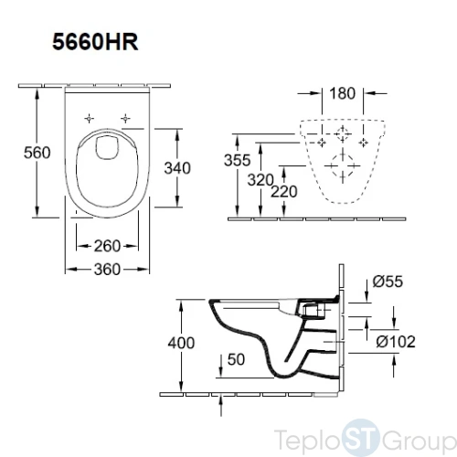 Подвесной унитаз Villeroy & Boch O.Novo с микролифтом, безободковый 5660HRR1 - купить с доставкой по России фото 3