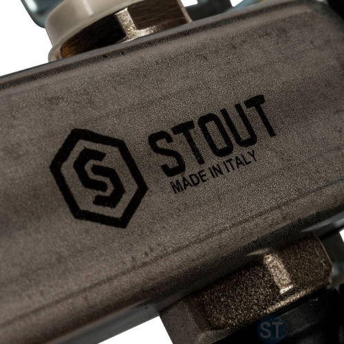 Stout Коллектор из нержавеющей стали без расходомеров, с клапаном вып. воздуха и сливом 9 вых. - купить оптом с доставкой по России фото 2