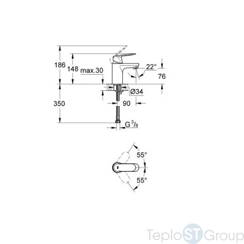 Смеситель для раковины Grohe Eurosmart Cosmopolitan 32824000 - купить оптом у дилера TeploSTGroup по всей России ✅ ☎ 8 (800) 600-96-13 фото 3