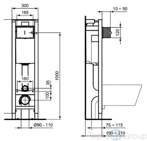 Комплект унитаз с инсталляцией и крышкой Ideal Standard Connect W220101 - купить с доставкой по России фото 4