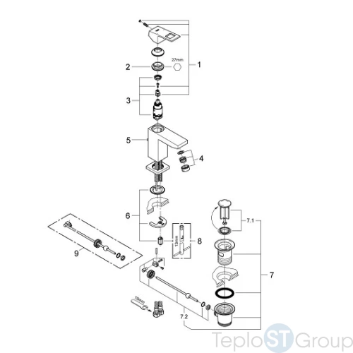 Смеситель для раковины с донным клапаном Grohe Eurocube 23127000 - купить с доставкой по России фото 4