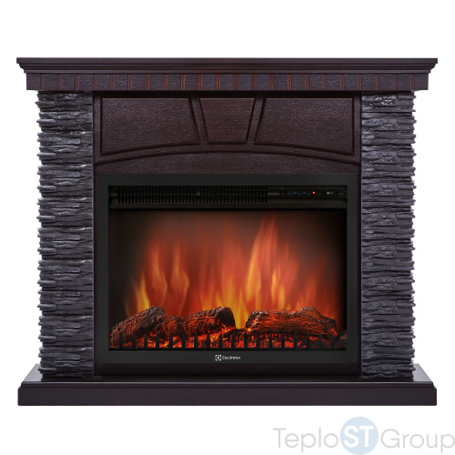 Каминокомплект:Очаг Electrolux EFP/P- 2520LS с порталом Porto 25 камень черный, шпон венге - купить оптом с доставкой по России
