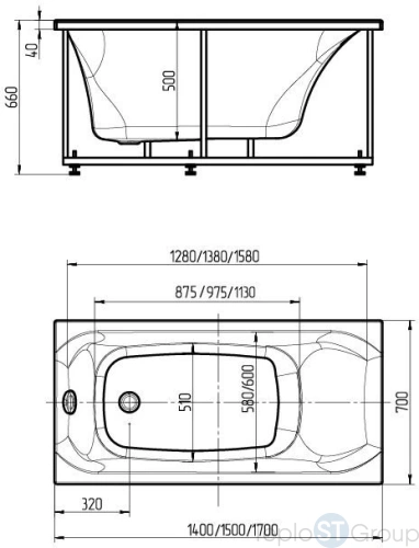 Акриловая ванна Aquatek Альфа 170x70 ALF170-0000062 без гидромассажа, без фронтального экрана - купить с доставкой по России фото 2