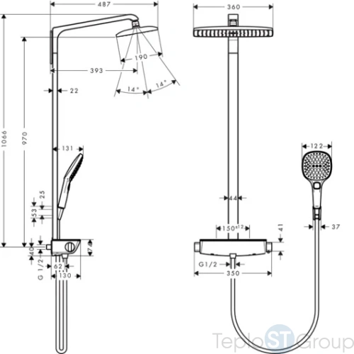 Душевая стойка Hansgrohe Raindance Select 27112400 хром - купить с доставкой по России фото 4