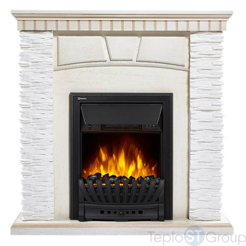 Портал Firelight Porto Classic камень белый, шпон беленый дуб - купить оптом с доставкой по России