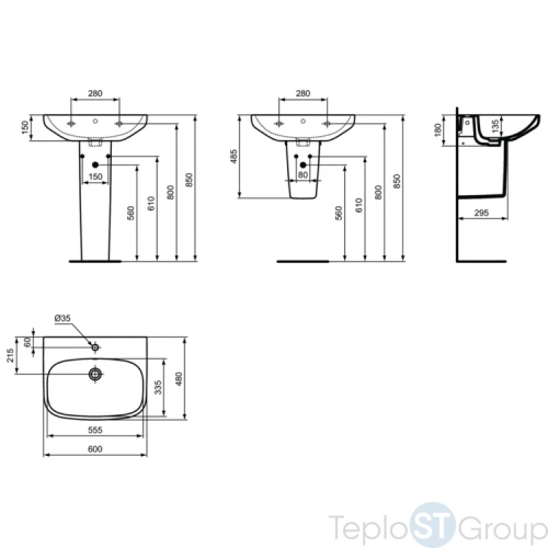 Полуколонна для раковин Ideal Standard IS i.life A T471301 с крепежом - купить с доставкой по России фото 2