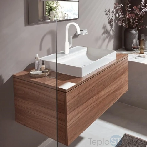 Смеситель для раковины Hansgrohe Vivenis 210 push open 75030700 матовый белый - купить оптом у дилера TeploSTGroup по всей России ✅ ☎ 8 (800) 600-96-13 фото 2