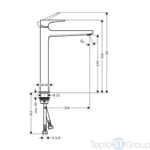 Смеситель для раковины Hansgrohe Metropol 260 74512000 - купить с доставкой по России фото 3