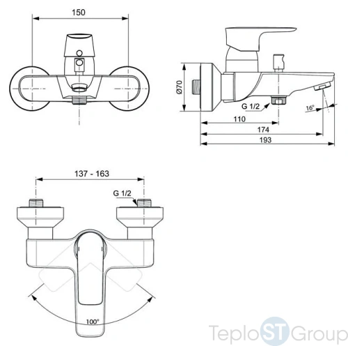 Смеситель для ванны Ideal Standard Connect Air A7033AA - купить с доставкой по России фото 3