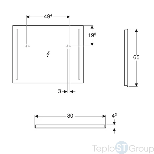 Зеркало Geberit Option 80x65 500.588.00.1 с подсветкой - купить оптом с доставкой по России фото 2