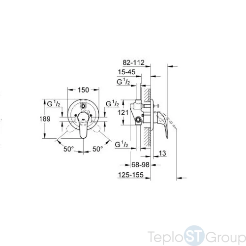 Смеситель для ванны Grohe Euroeco 32747000 со встраиваемым механизмом - купить с доставкой по России фото 3