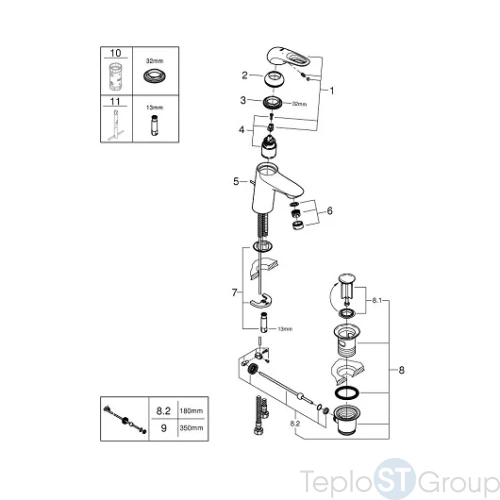 Смеситель для раковины Grohe Eurostyle с донным клапаном 33558003 - купить с доставкой по России фото 4