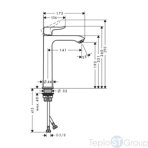 Смеситель для раковины Hansgrohe Metris 200 31185000 без донного клапана - купить с доставкой по России фото 3