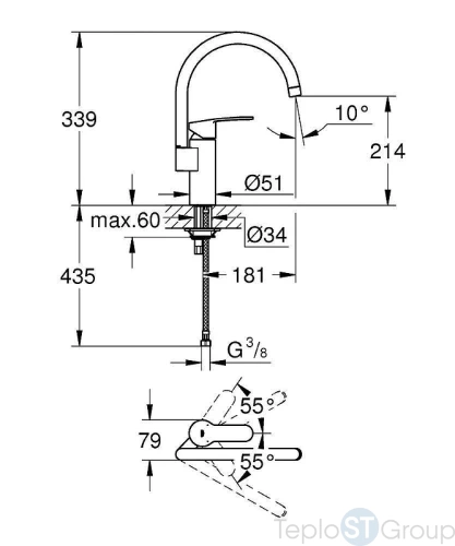 Смеситель для кухни Grohe Eurostyle Cosmopolitan 30221002 - купить с доставкой по России фото 3