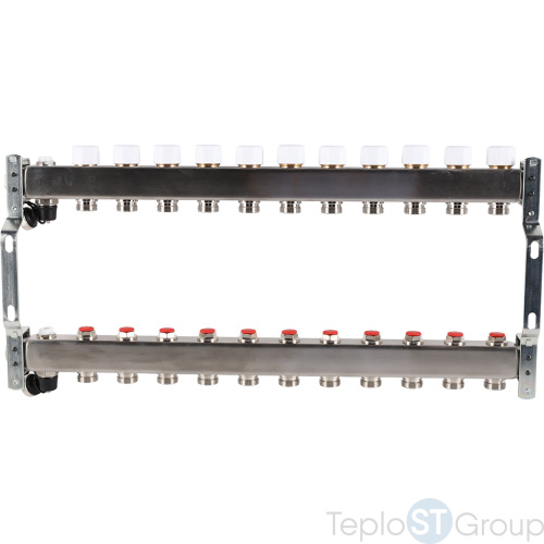 Rommer RMS-3201-000011 Rommer Коллектор из нержавеющей стали без расходомеров, с клапаном вып. воздуха и сливом 11 вых. - купить оптом с доставкой по России фото 4