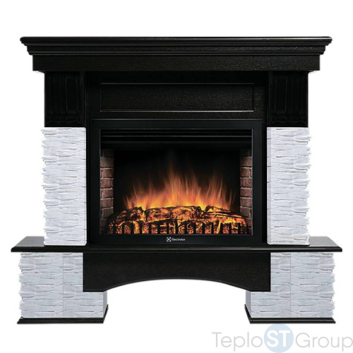 Портал Firelight Pietra Nuovo 30 камень сланец белый, шпон темный дуб - купить оптом с доставкой по России