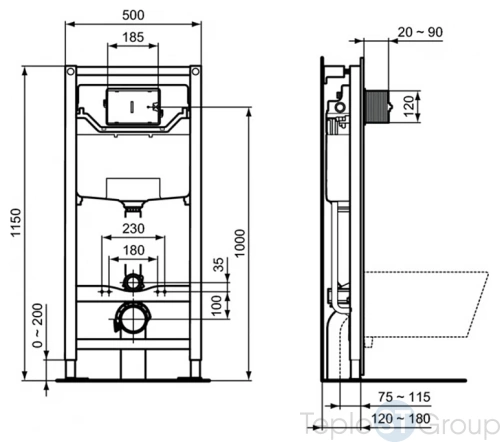 Унитаз подвесной с инсталляцией и кнопкой Ideal Standard ProSys R031001 - купить с доставкой по России фото 5