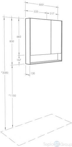 Шкаф-зеркало Акватон Сканди 85x85 1A252302SDB20 - купить с доставкой по России фото 2