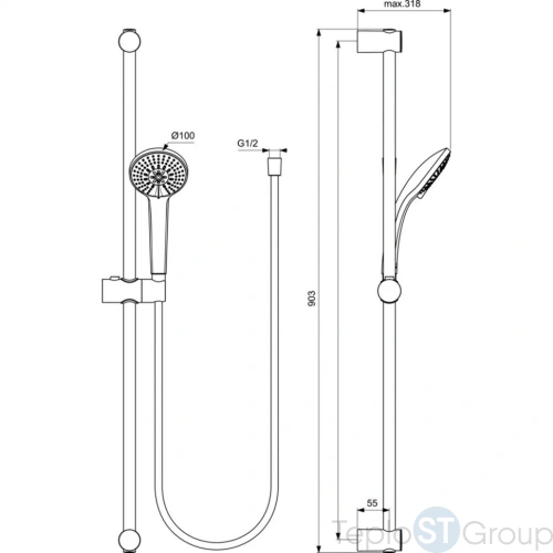 Набор смесителей для ванной и душа Ideal Standard Ceratherm T100 BC985AA с термостатом - купить с доставкой по России фото 3