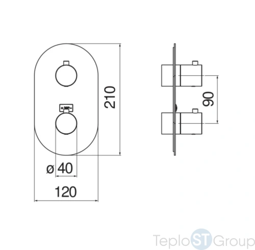 Смеситель термастатический для ванны Nobili WE00102/TFLP (внешняя часть), глянцевый черный - купить оптом у дилера TeploSTGroup по всей России ✅ ☎ 8 (800) 600-96-13 фото 2