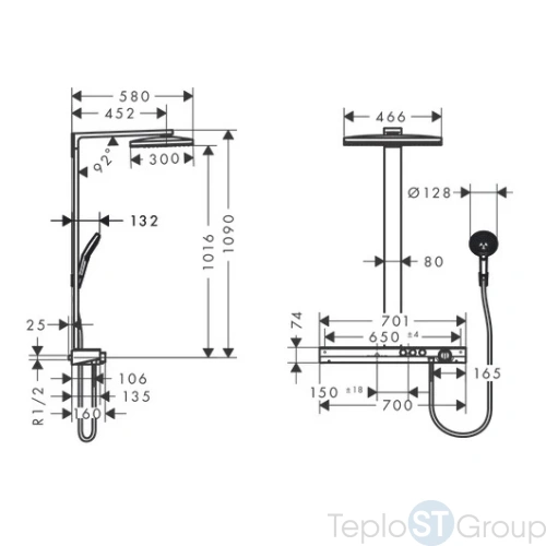 Душевая стойка Hansgrohe Rainmaker Select 27109400 хром - купить с доставкой по России фото 5