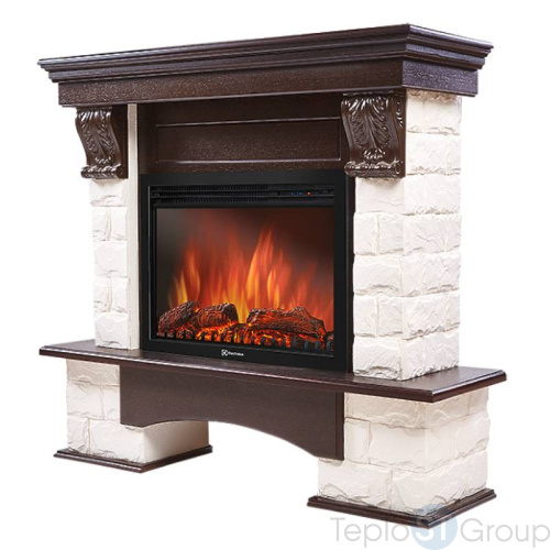 Портал Firelight Forte 25S камень белый, шпон темный дуб - купить оптом с доставкой по России фото 2
