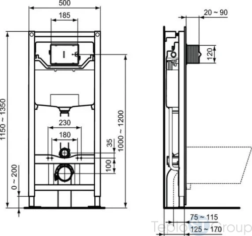 Комплект унитаз с инсталляцией Ideal Standard Connect Air AquaBlade E212801 - купить с доставкой по России фото 5