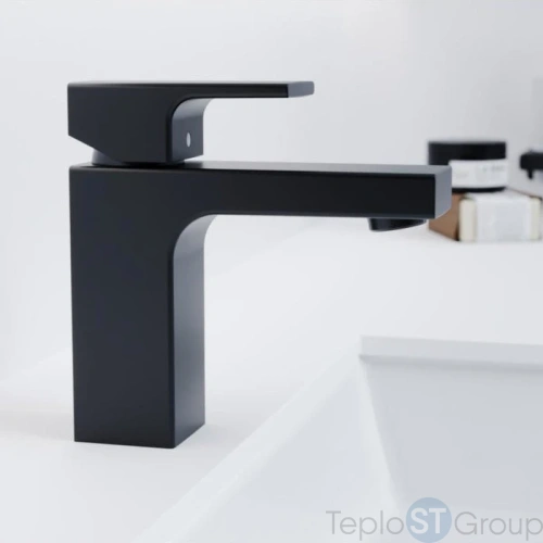 Смеситель для раковины со сливным гарнитуром Hansgrohe Vernis Shape 71561670, матовый черный - купить с доставкой по России фото 2