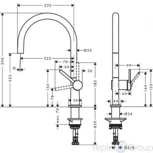 Смеситель для кухни Hansgrohe M54 Talis 220 72804000 - купить с доставкой по России фото 3