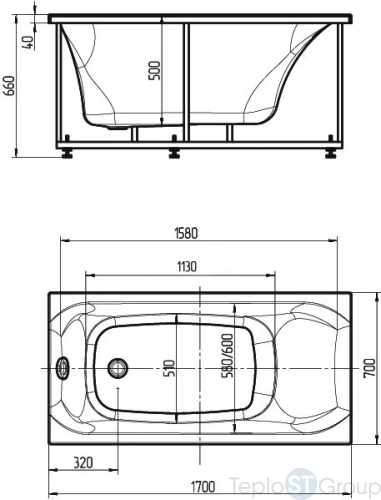 Акриловая ванна Aquatek Альфа 170x70 ALF170-0000047 без гидромассажа, с фронтальным экраном (слив слева) - купить с доставкой по России фото 3