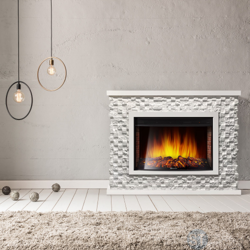 Каминокомплект:Очаг Electrolux EFP/P-3020LS с порталом Quadro 30 камень песчаник античный бел - купить оптом с доставкой по России фото 3