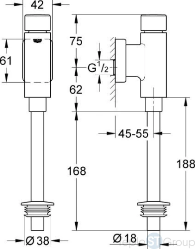 Cмывное устройство для писсуаров Grohe Rondo 37346000 - купить с доставкой по России фото 2