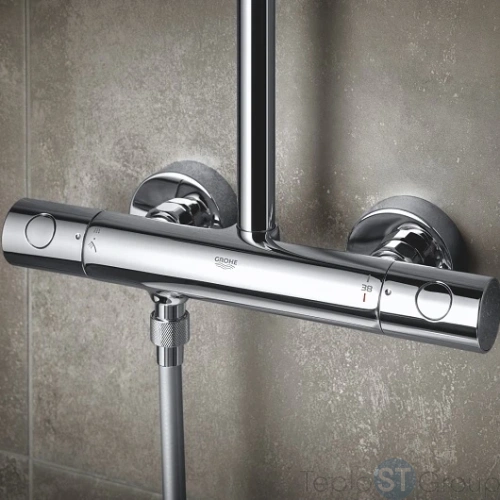 Душевая система GROHE Tempesta Cosmopolitan 250 CUBE с термостатом настенного монтажа 26689000 хром - купить с доставкой по России фото 2