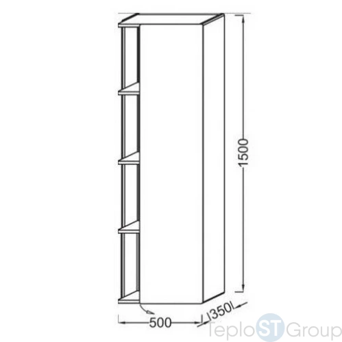 Шкаф-пенал Jacob Delafon Terrace 50x150 R EB1179D-M61 черный матовый - купить с доставкой по России фото 2