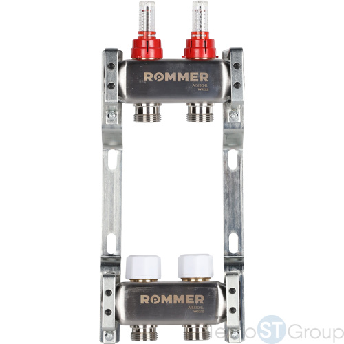 Rommer RMS-1200-000002 Rommer Коллектор из нержавеющей стали с расходомерами 2 вых. - купить оптом с доставкой по России