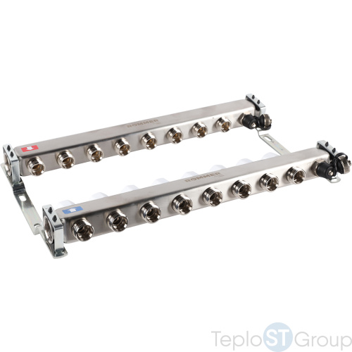 Rommer RMS-3201-000008 Rommer Коллектор из нержавеющей стали без расходомеров, с клапаном вып. воздуха и сливом 8 вых. - купить оптом с доставкой по России фото 6