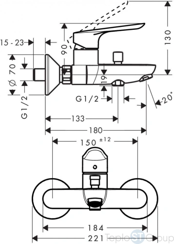 Набор для ванны Hansgrohe Logis E SetLogisE100C (71178000+71415000+26532400) - купить с доставкой по России фото 4