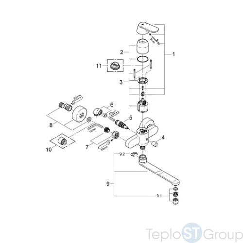 Смеситель для ванны Grohe Eurosmart Cosmopolitan 32847000 - купить оптом у дилера TeploSTGroup по всей России ✅ ☎ 8 (800) 600-96-13 фото 2