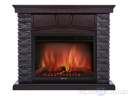 Портал Firelight Porto 25U (угловой) камень черный, шпон венге - купить оптом с доставкой по России